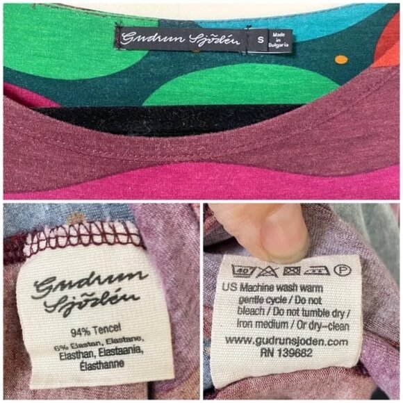 Swedish Gudrun Sjoden colorful wave stripe long sleeve midi dress size S - Picture 4 of 7